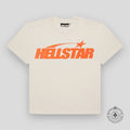 Hellstar Sport Logo Gel T-Shirt in Cream / Orange