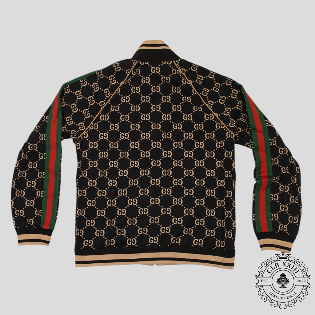 Gucci GG Jacquard Track Jacket in Black/Brown