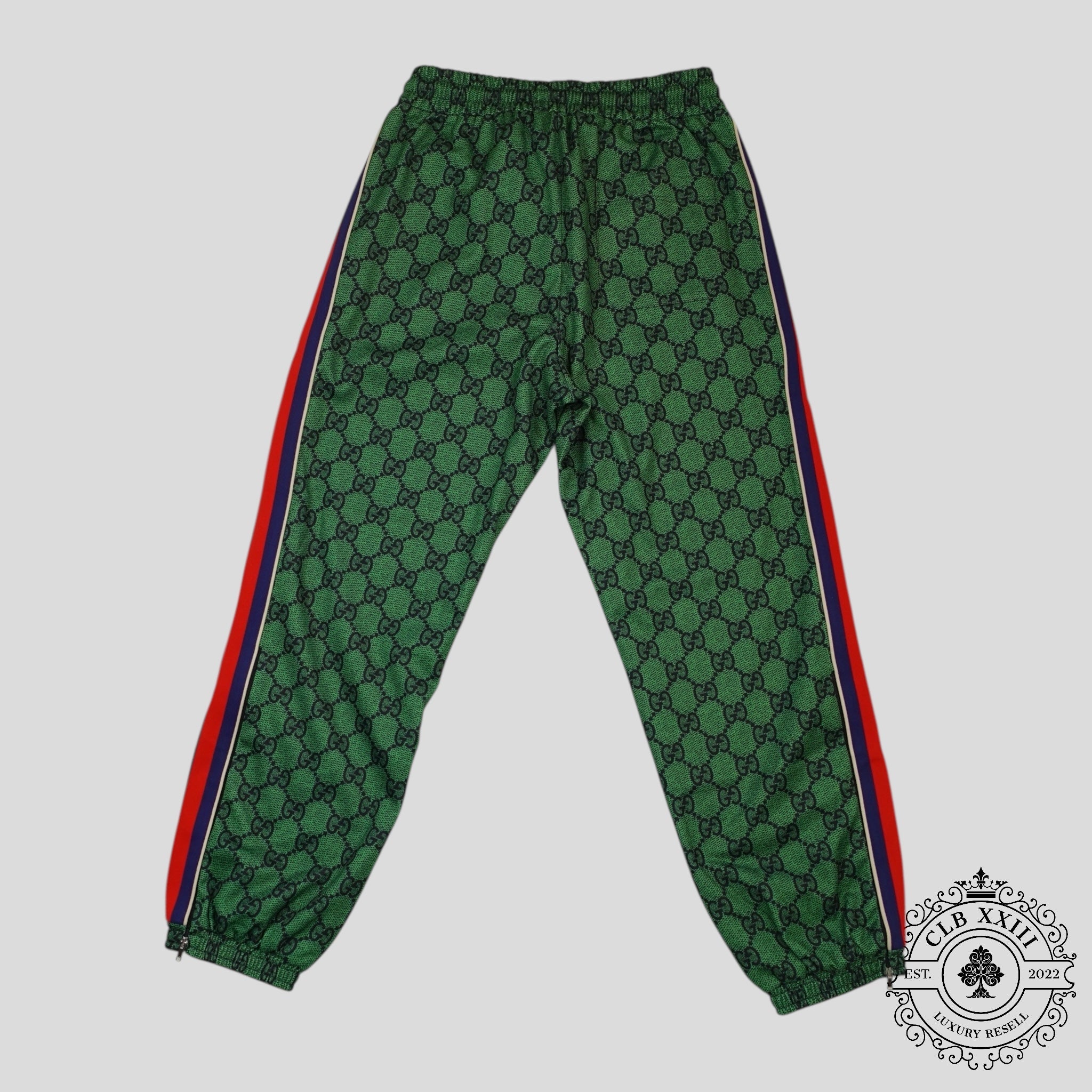 Gucci GG Jacquard Track Pants in Green/Navy Blue