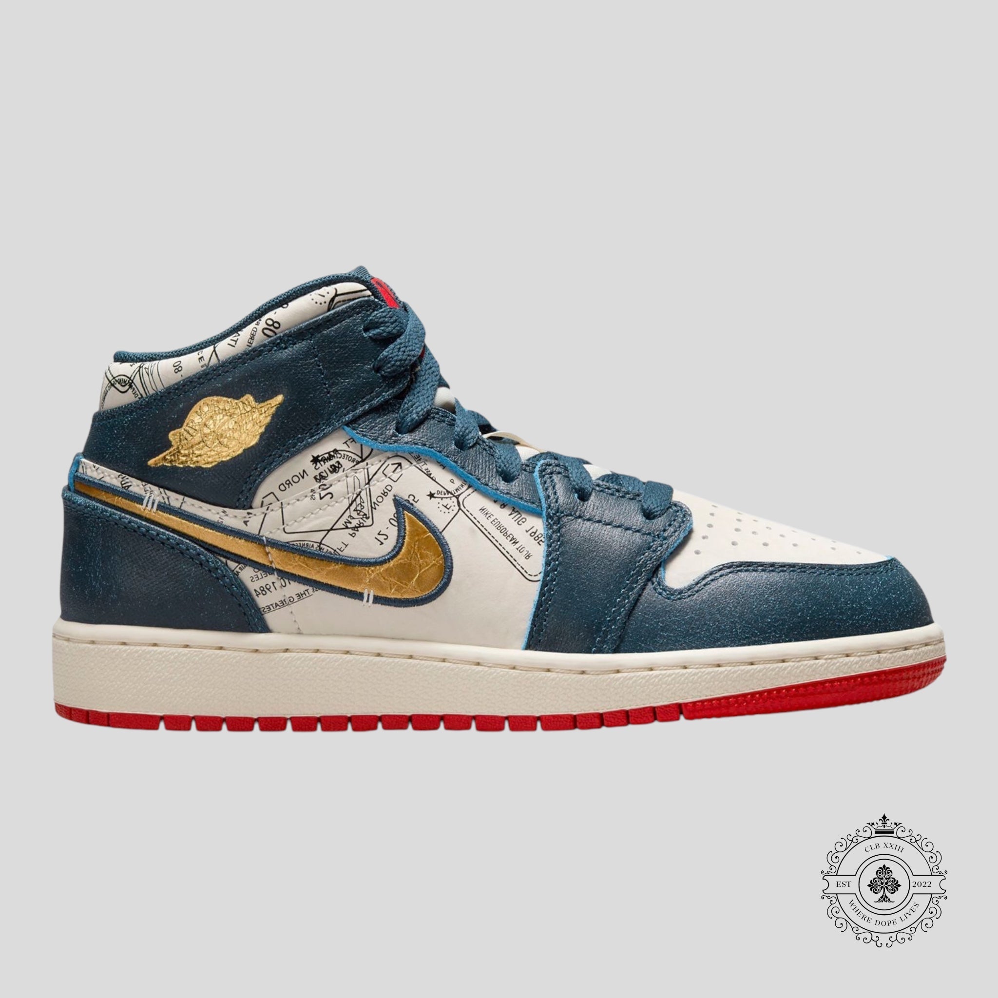 Air Jordan 1 Mid SE Take Flight Gold Swoosh GS