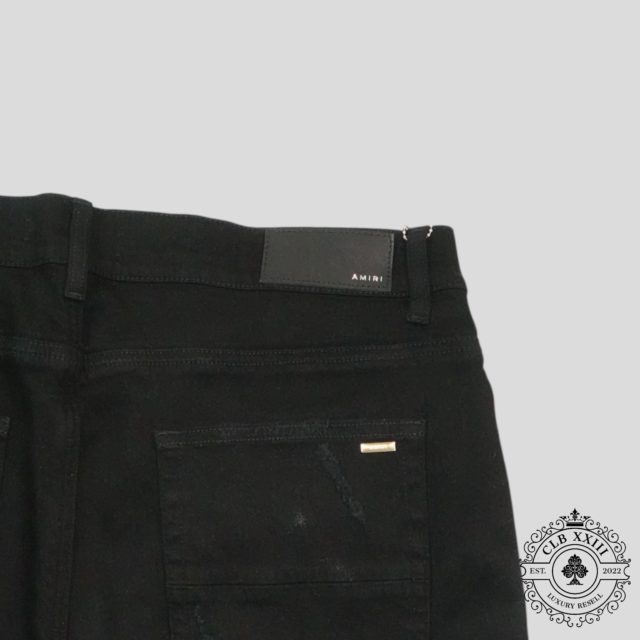 Amiri Banana Leaf Patch Thrasher Jeans in Black