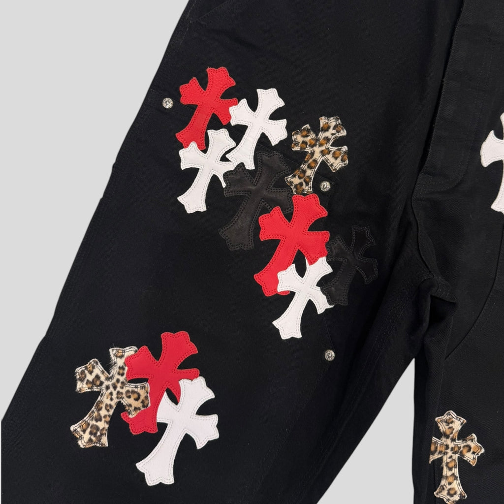 Chrome Hearts Leopard Cross Patch Carpenter Pants