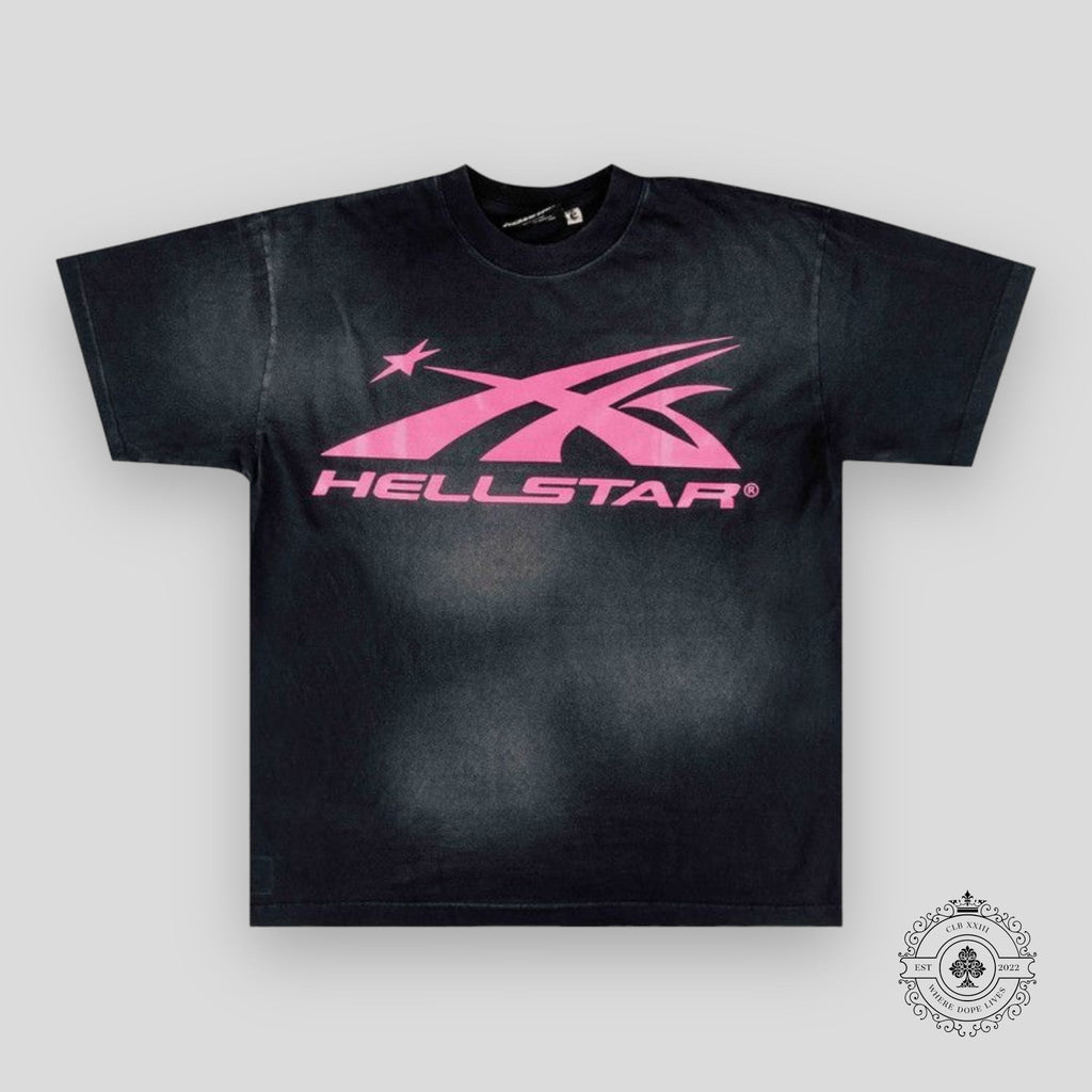 Hellstar Sport Logo Gel T-Shirt in Black / Pink