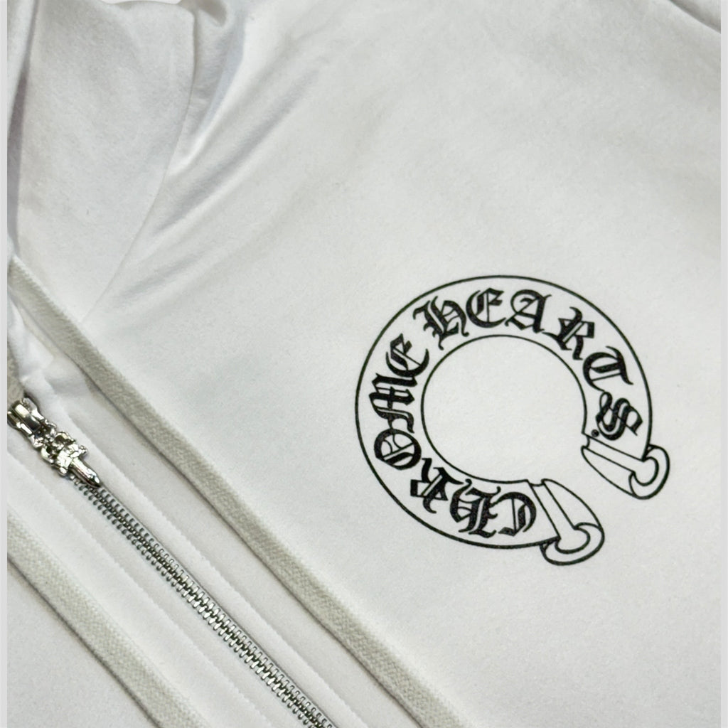 Chrome Hearts Horseshoe Zip-Up Hoodie in White