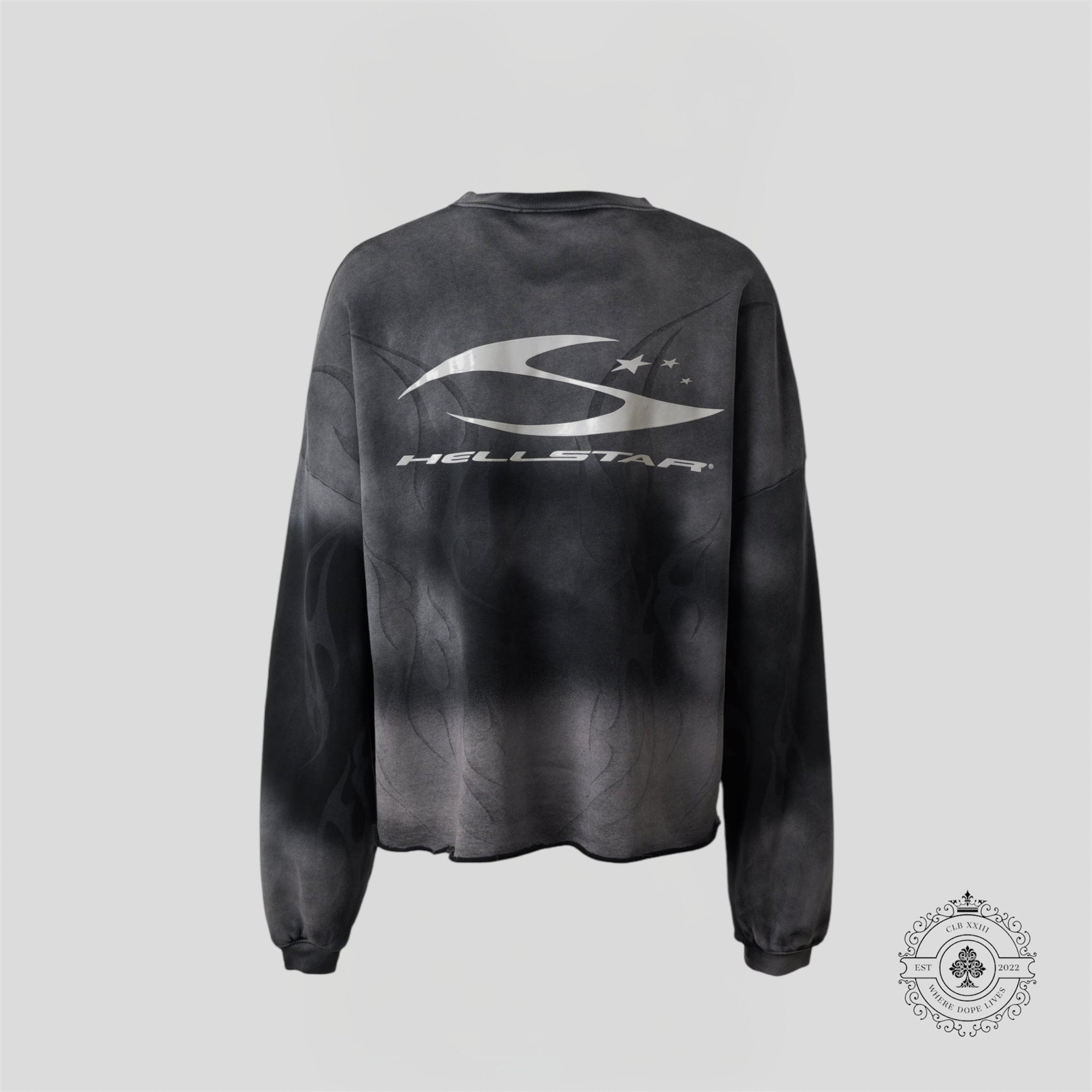 Hellstar Burned Tribal Crewneck Oversize in Grey