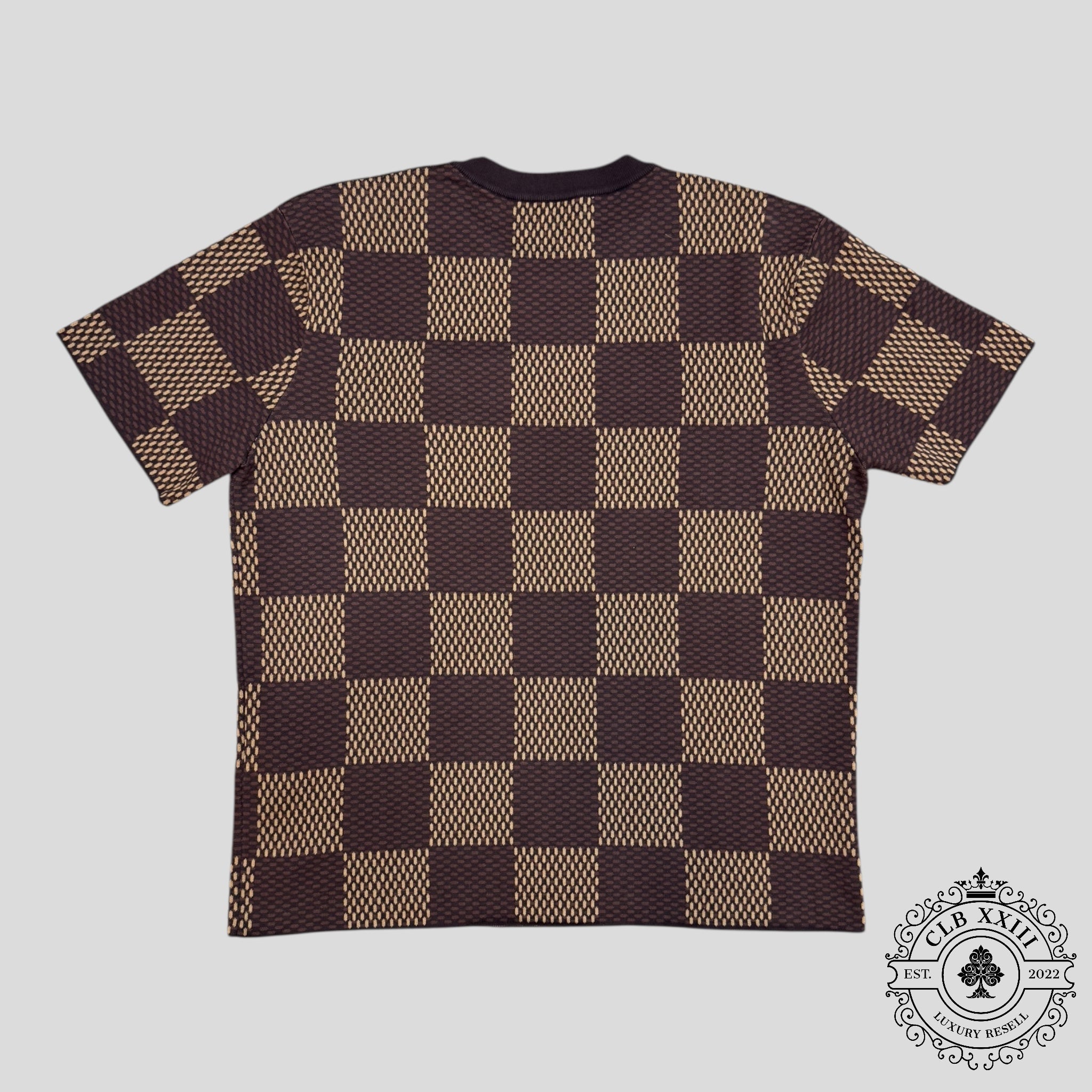 Louis Vuitton Damier Short-Sleeved Crewneck with LV Crystal Patch