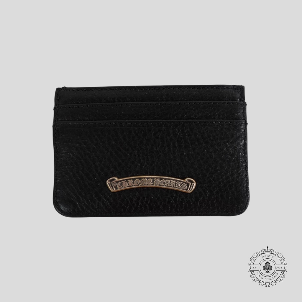 Chrome Hearts Leather Scroll Plate Cardholder in Black