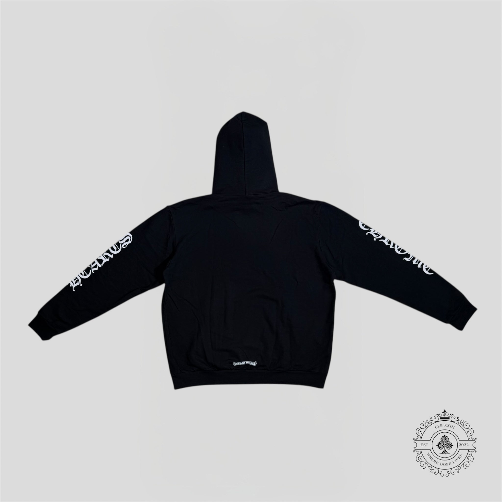 Chrome Hearts Vertical Fu Logo Hoodie in Black/White