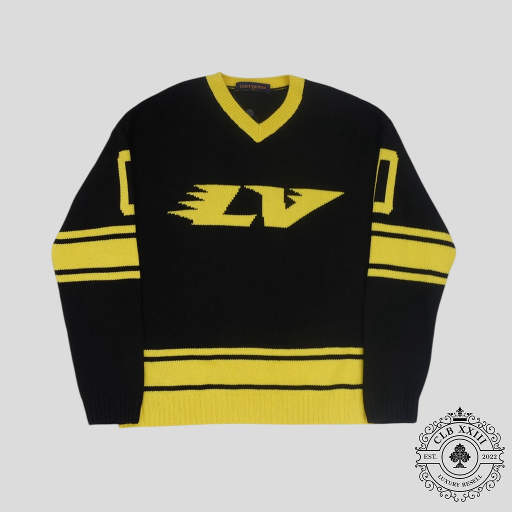 Louis Vuitton Intarsia Football Sweater in Black/Yellow