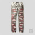 Who Decides War Flocked Scripture Denim