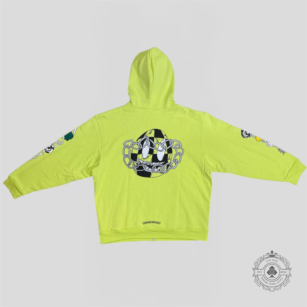 Chrome Hearts Matty Boy Link Zip Up Thermal Hoodie in Green