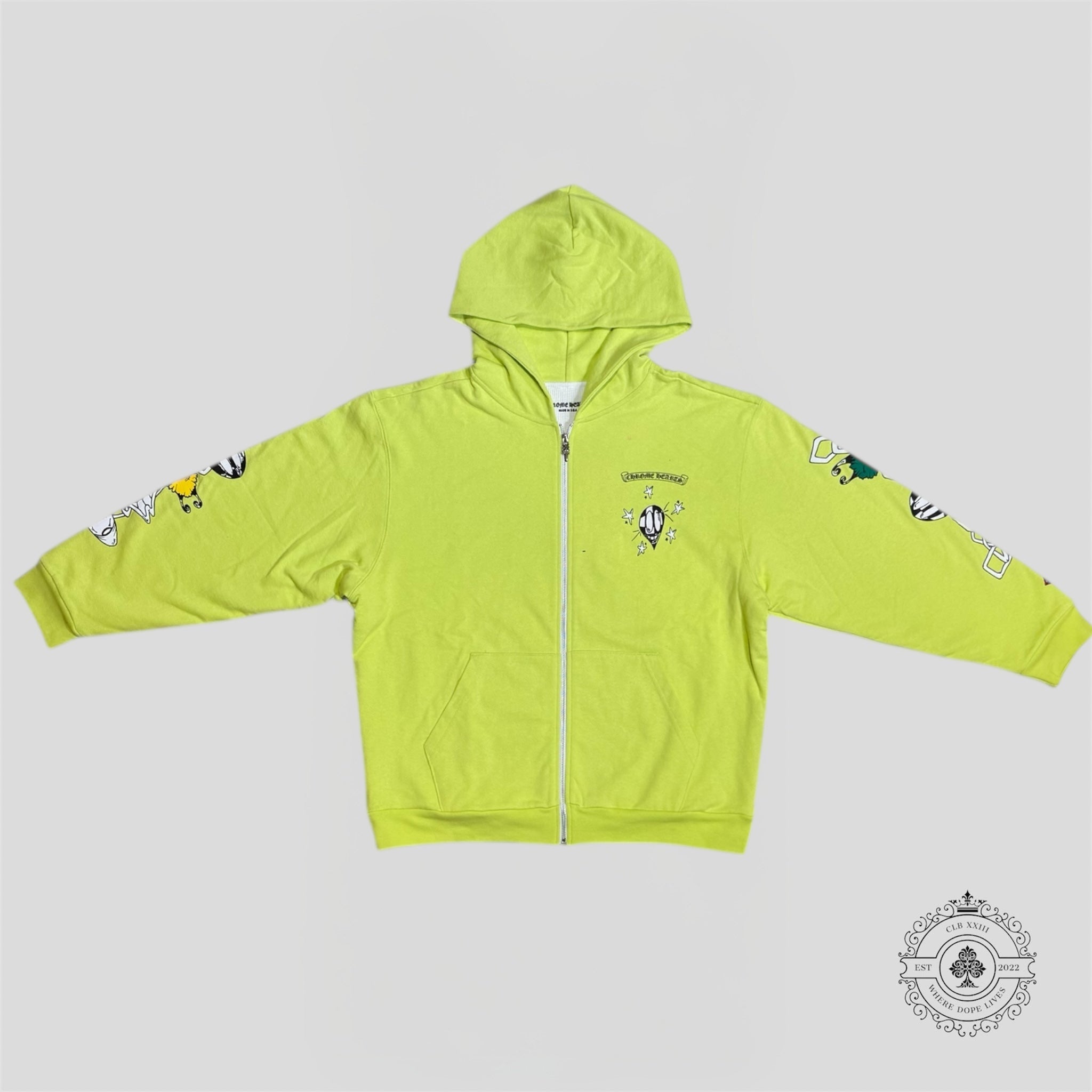 Chrome Hearts Matty Boy Link Zip Up Thermal Hoodie in Green