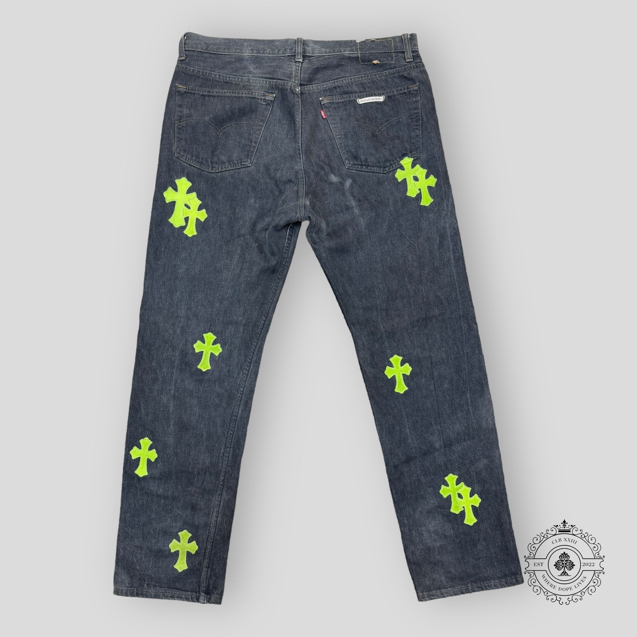 Chrome Hearts Green Cross Patch Jeans