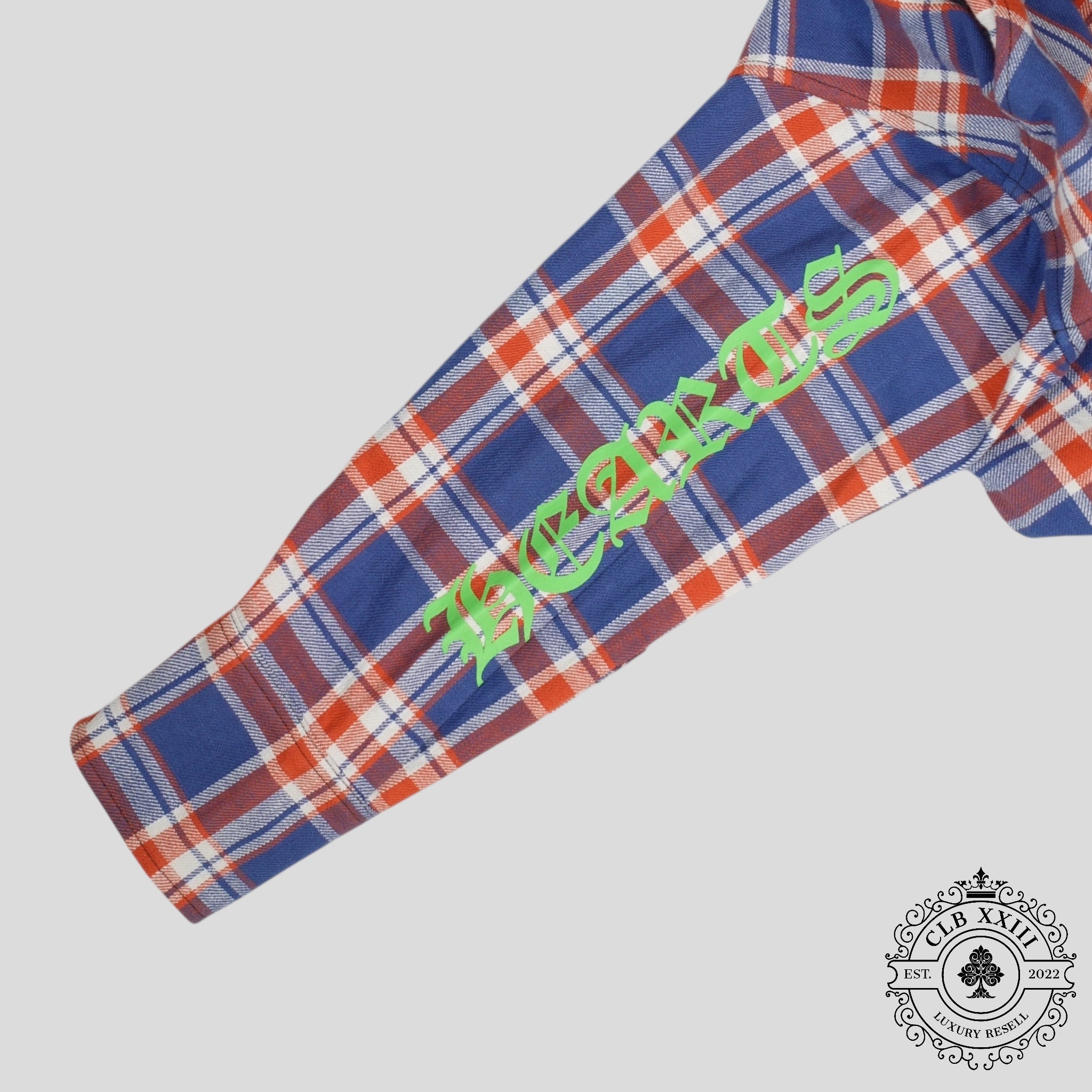 Chrome Heart Sleeve Logo Flannel Shirt in Blue/Red