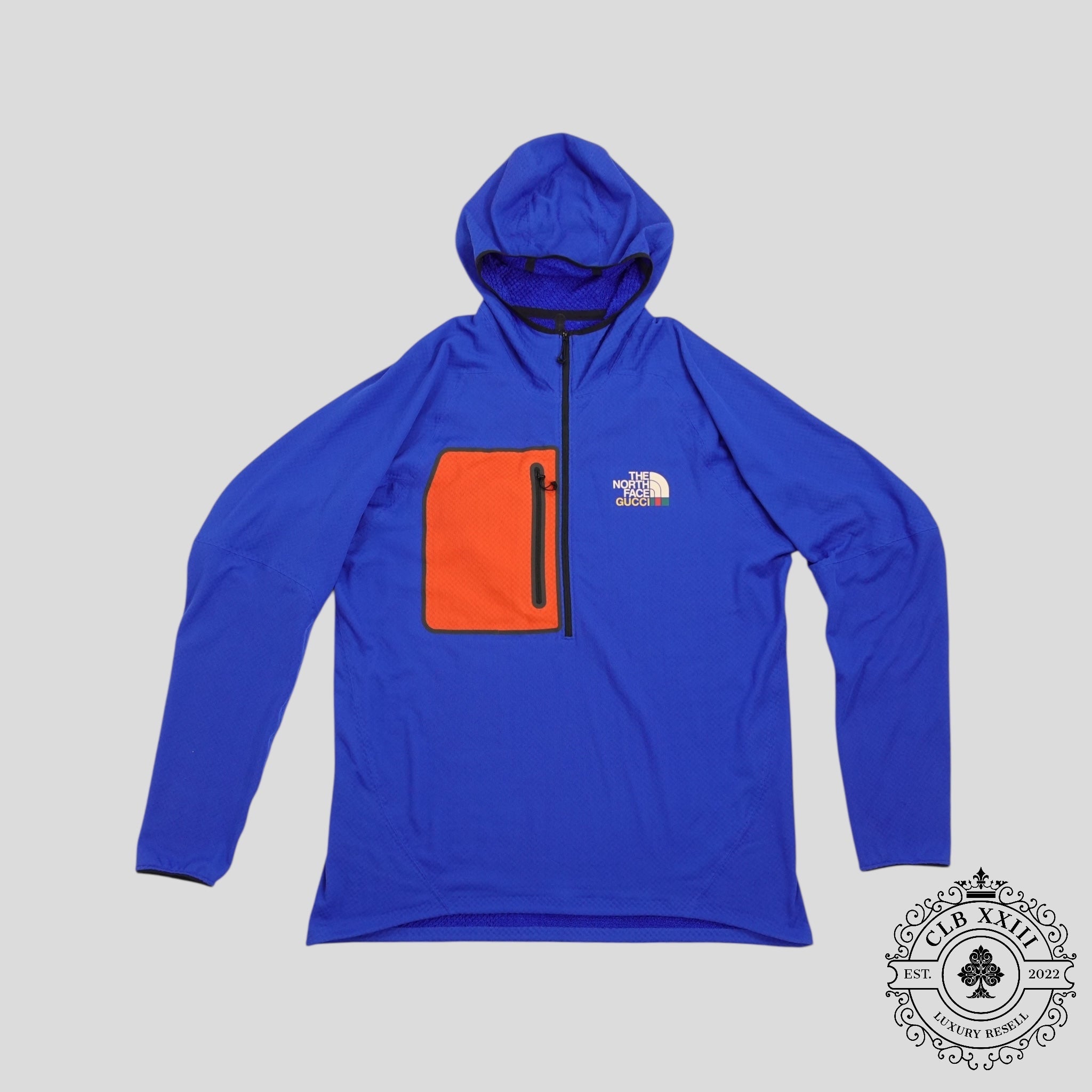 Gucci x the North Face Half Zip Pullover Hoodie in Blue