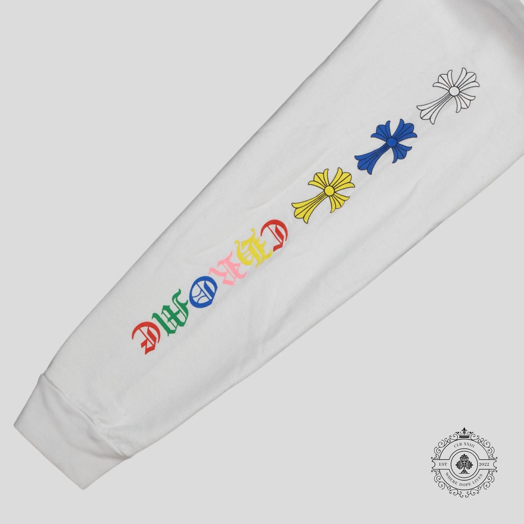 Chrome Hearts Triple Cross Hoodie in White/Multicolor