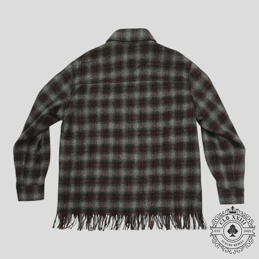 Amiri Fringe Wool Overshirt in Grey