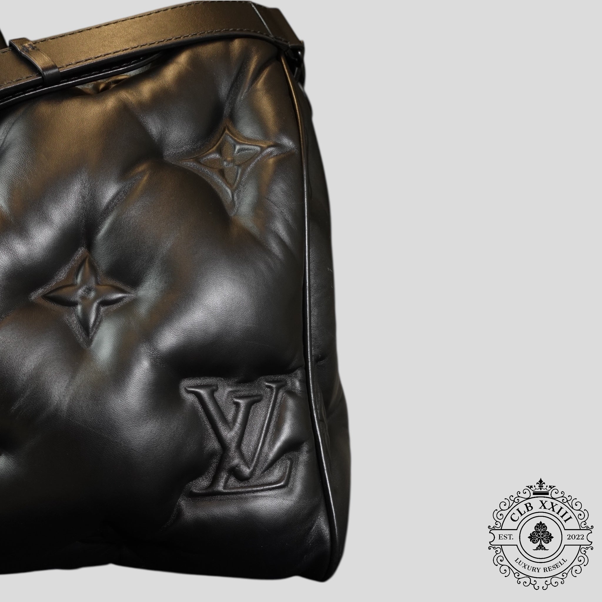 Louis Vuitton Lambskin Monogram Keepall Puffer Xl Bandouliere 75 in Black
