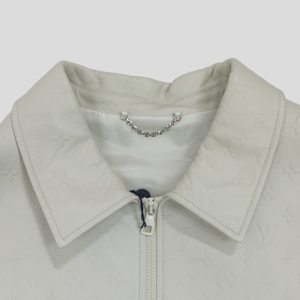 Louis Vuitton Lvse Debossed Monogram Mix Leather Jacket in White