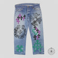 Chrome Hearts Levi's Stencil Cross Patch Jeans