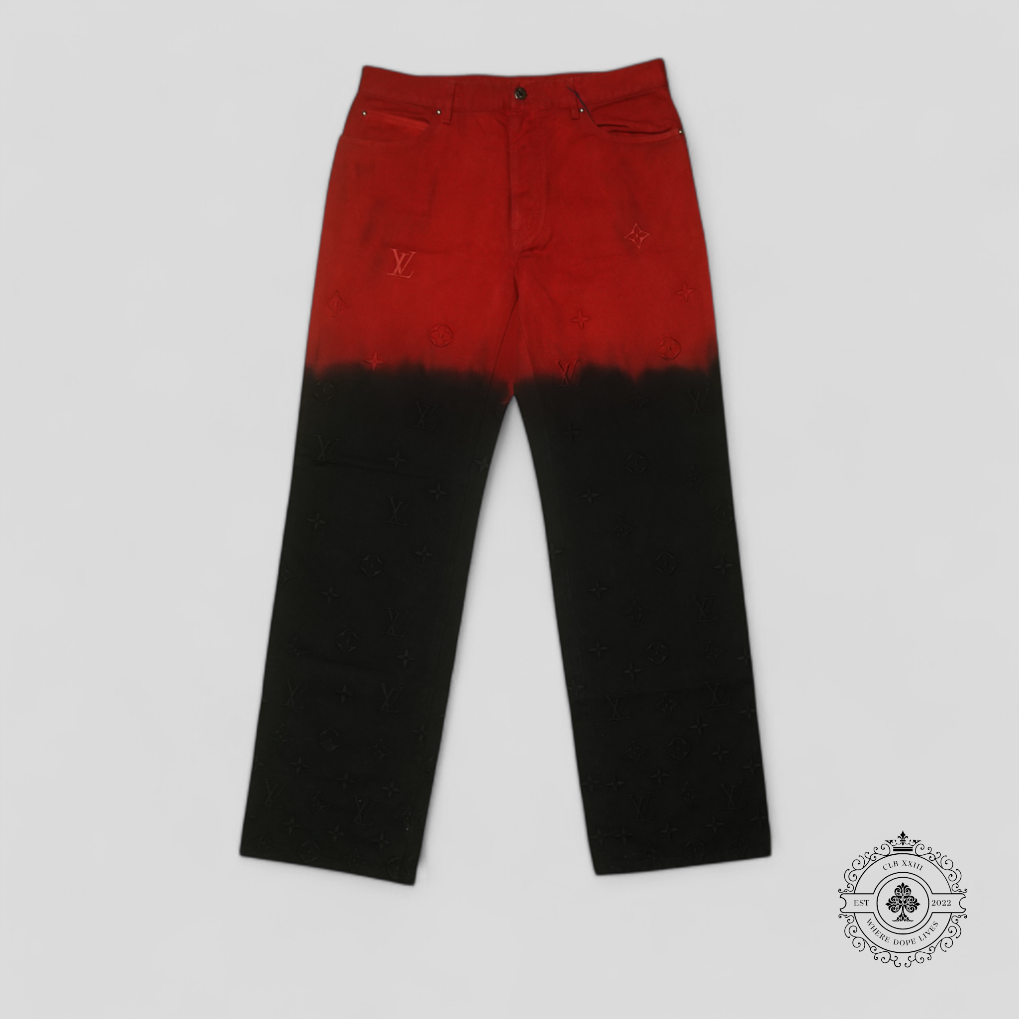 Louis Vuitton Monogram Jacquard Boreal Evening Denim Pants in Black/Red