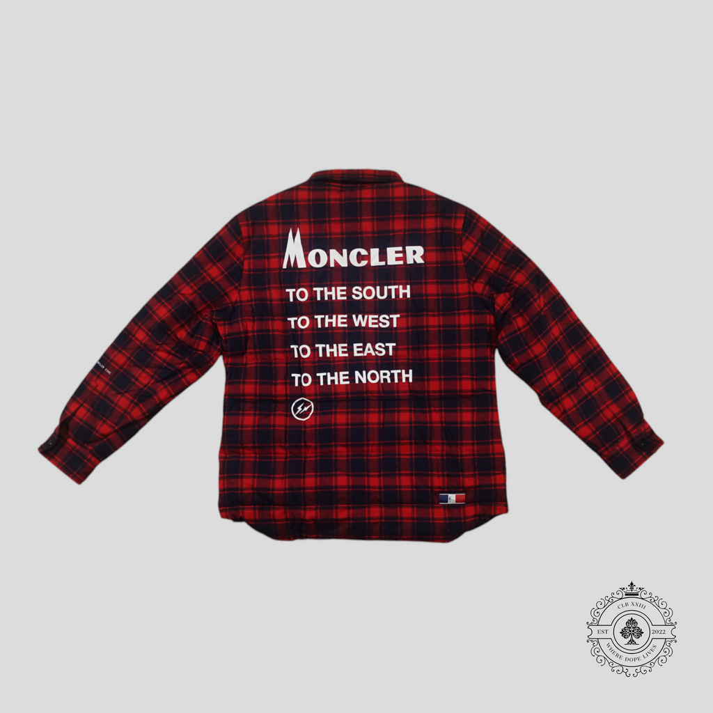 Moncler Genius x Fragment Moran Padded Flannel Overshirt in Red