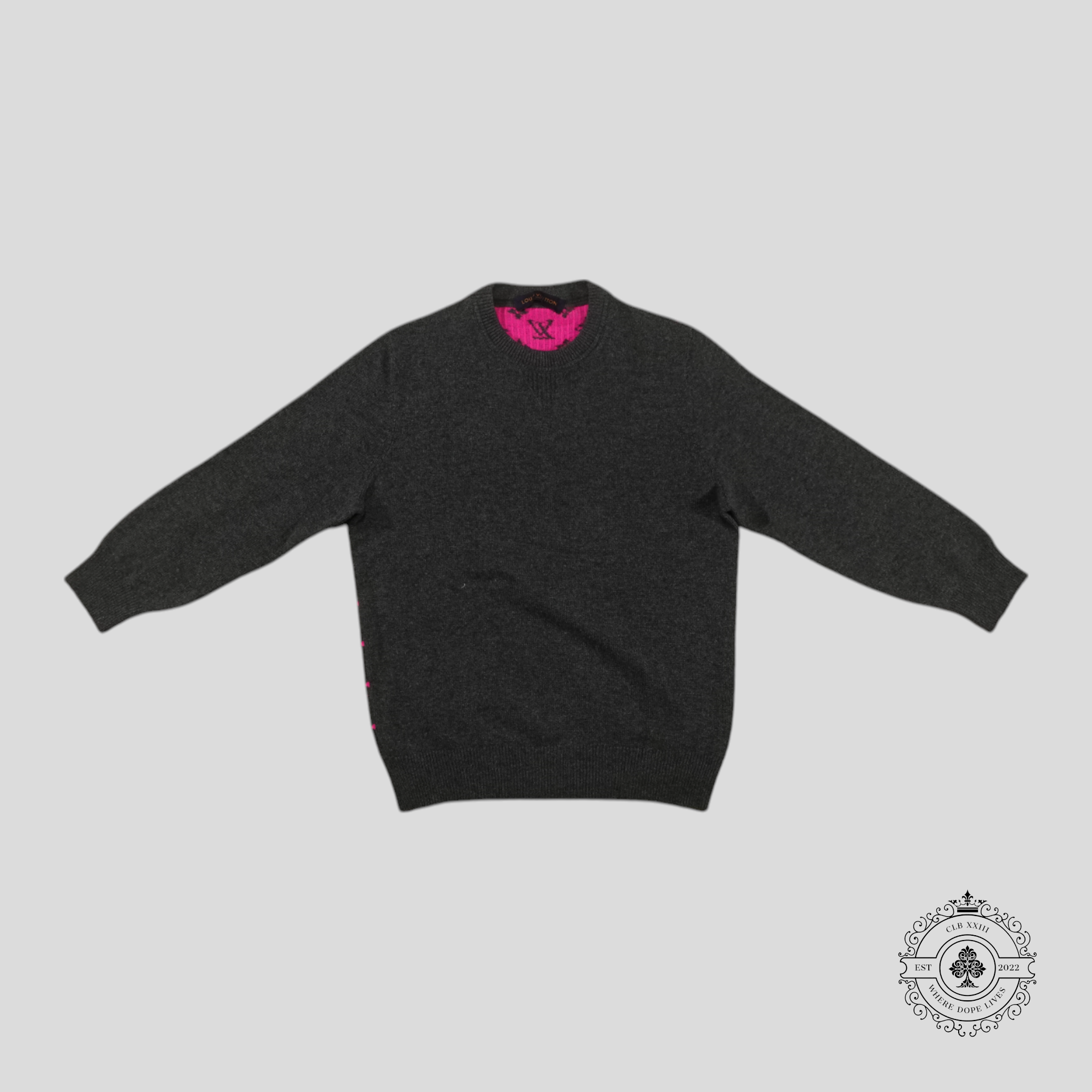 Louis Vuitton Half Monogram Cashmere Sweater in Grey/Pink