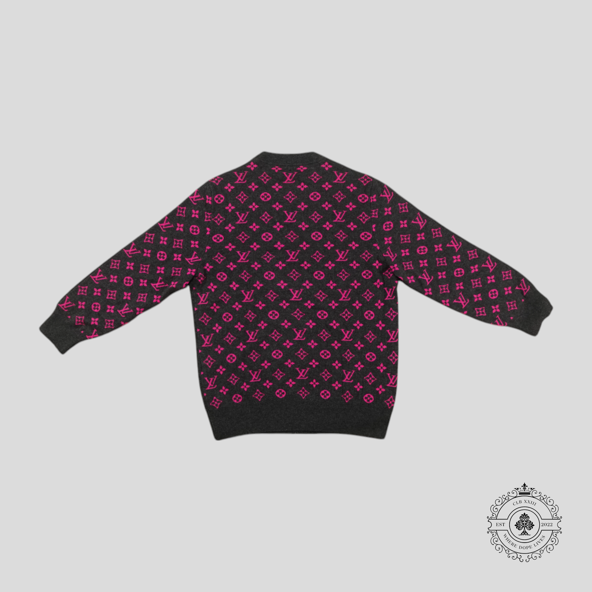 Louis Vuitton Half Monogram Cashmere Sweater in Grey/Pink