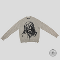 Amiri Wes Lang Solar Kings Reaper Cable Knit Sweater in Alabaster White