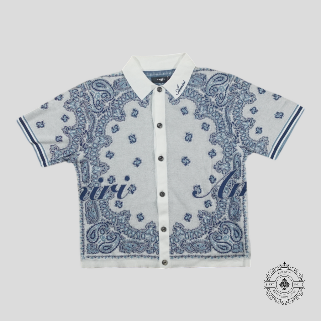 Amiri Bandana Jacquard Polo in White