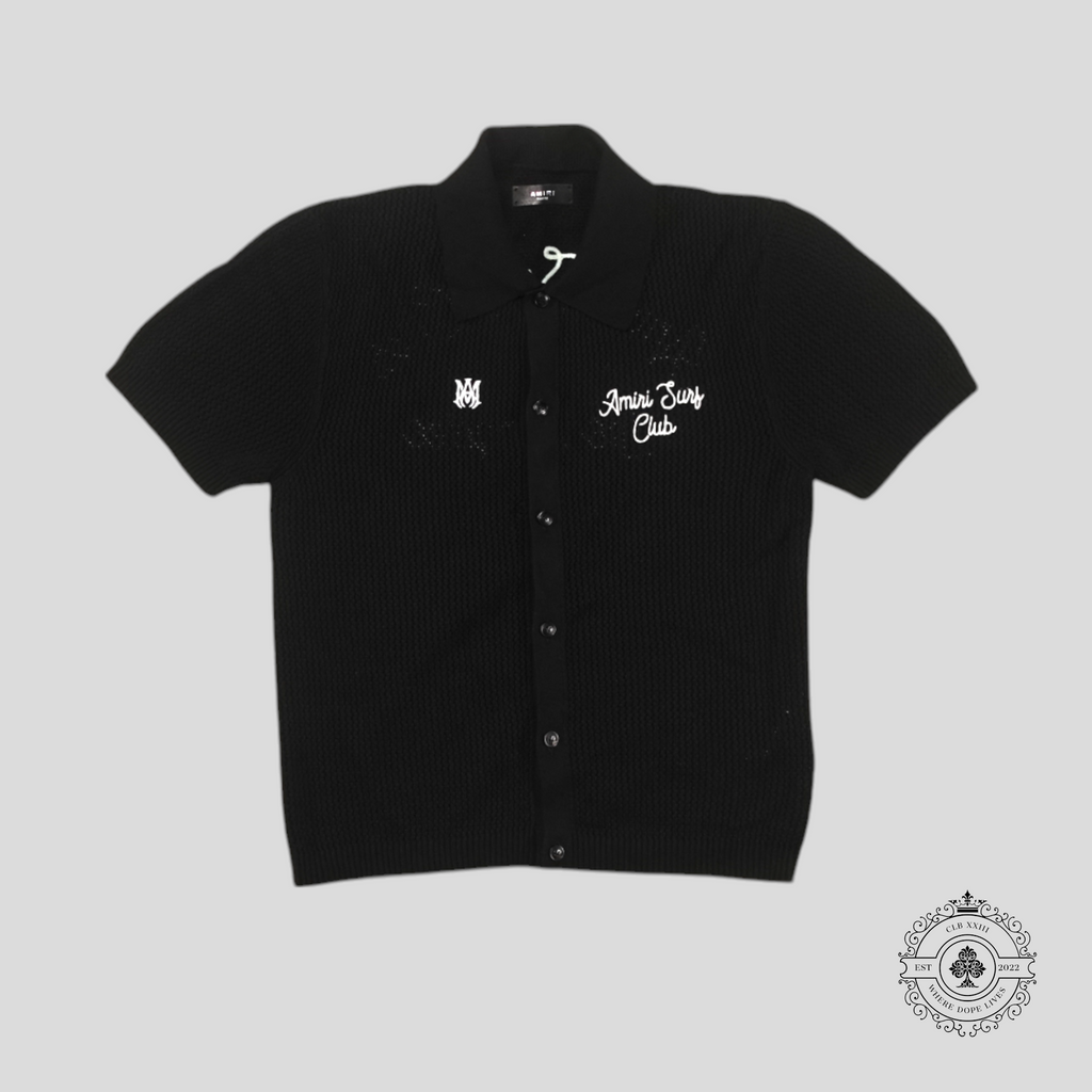 Amiri Surf Club Crochet Polo in Black