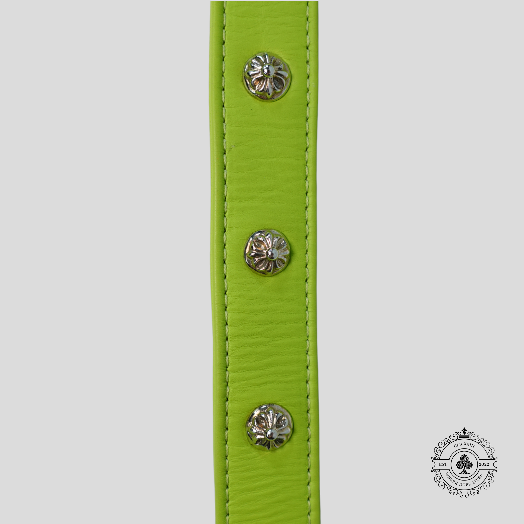 Chrome Hearts Leather Dog Collar in Green