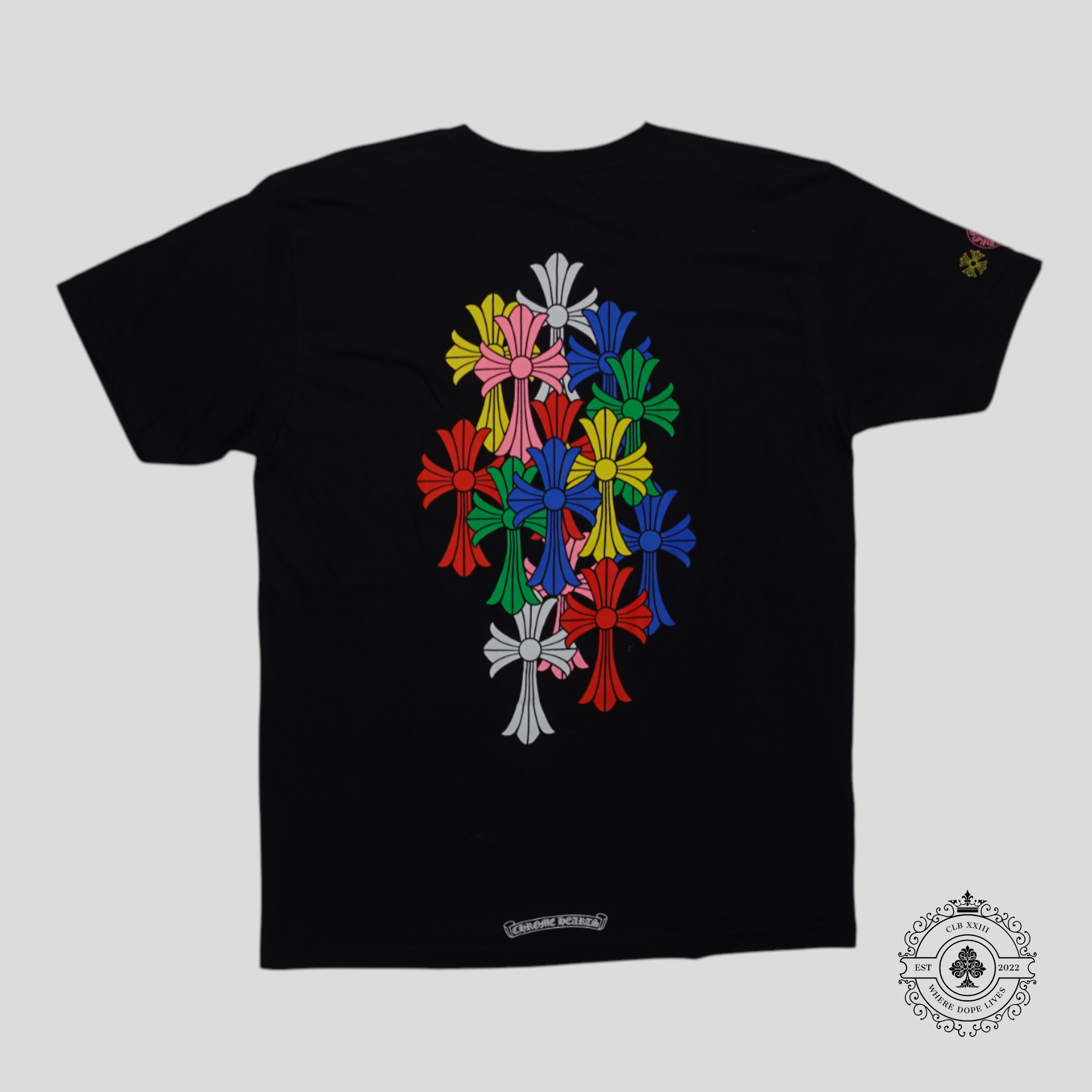 Chrome Hearts Triple Cross Tee in Black/Multicolor