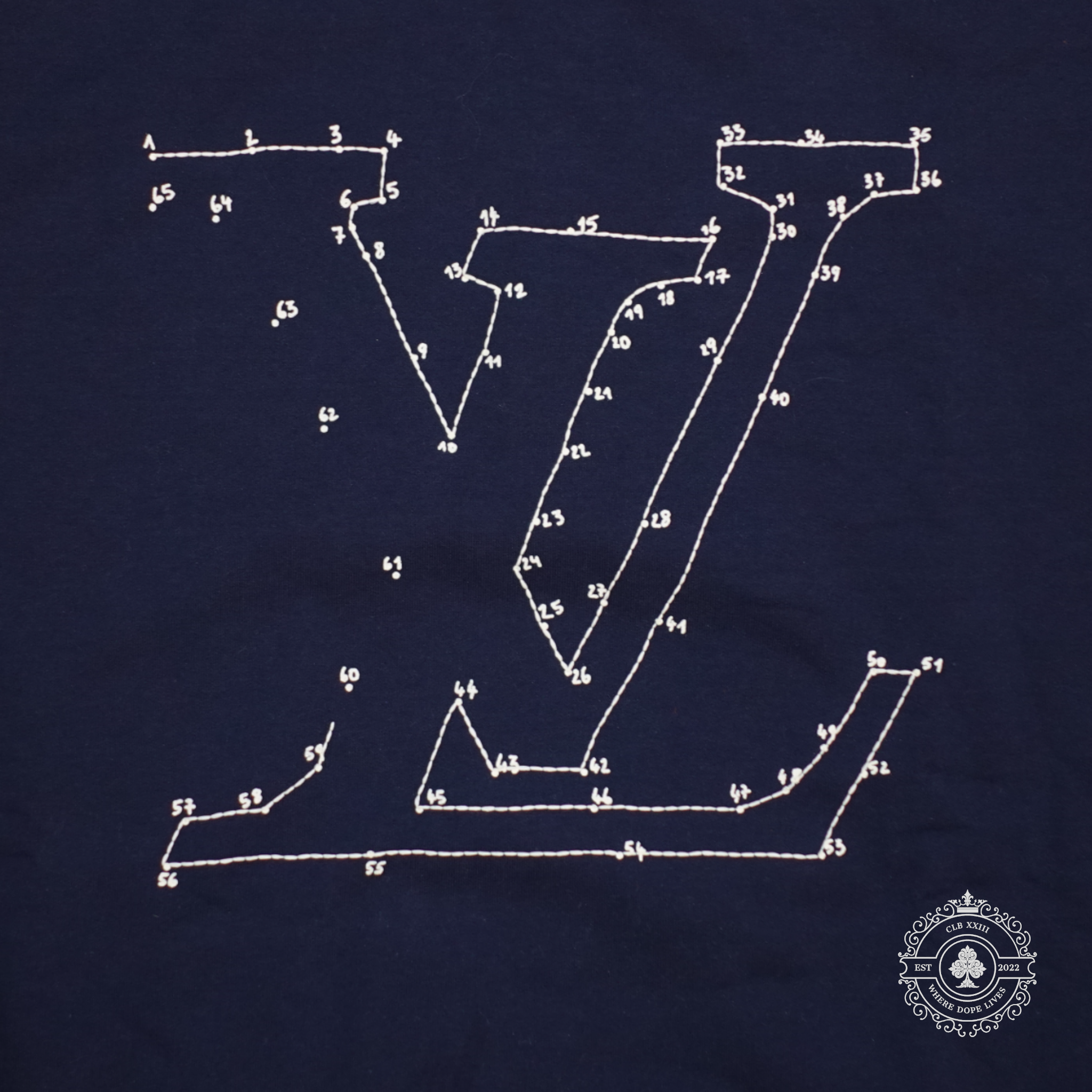 Louis Vuitton Stitch Print Embroidered Sweatshirt in Navy Blue