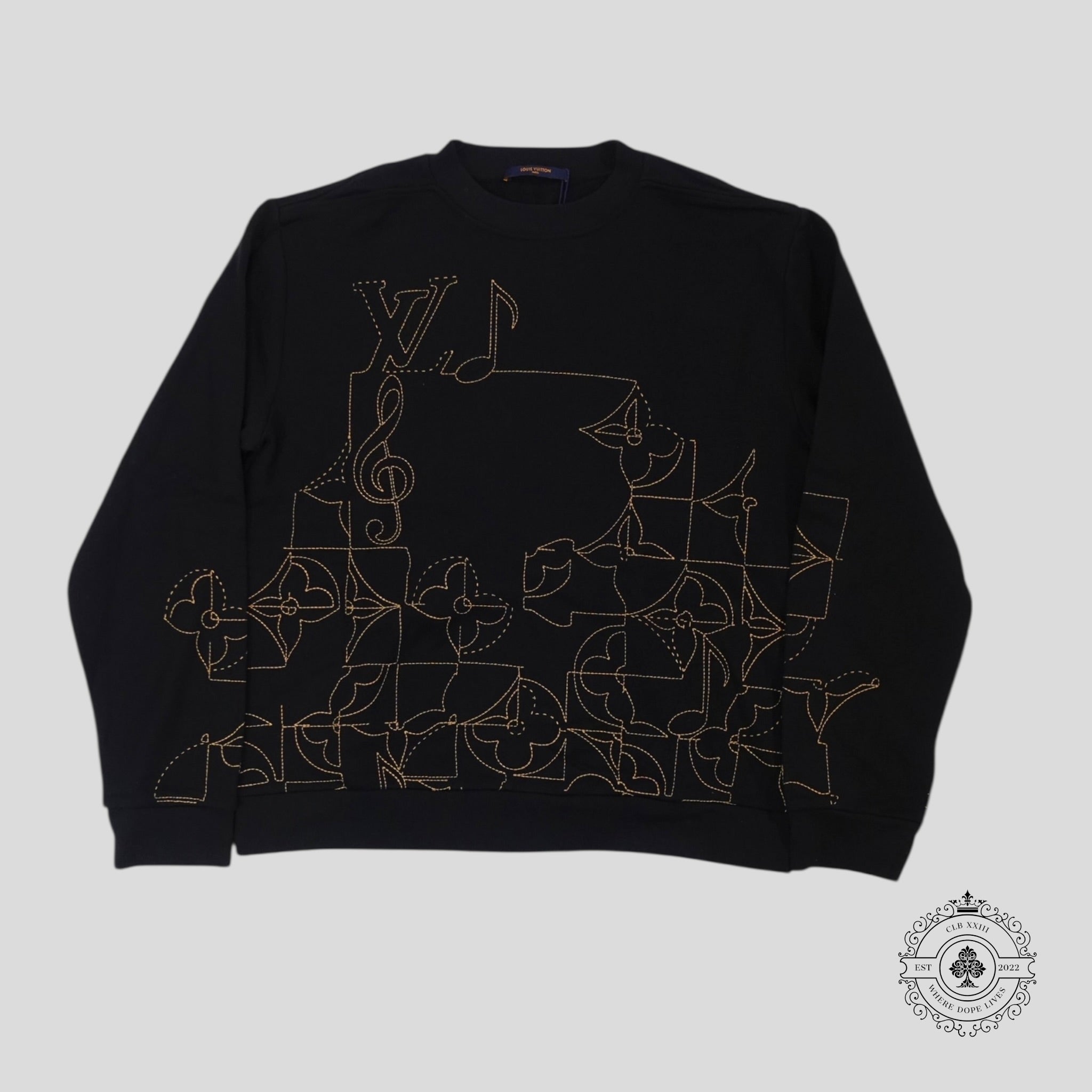Louis Vuitton Music Line Embroidered Crewneck in Black