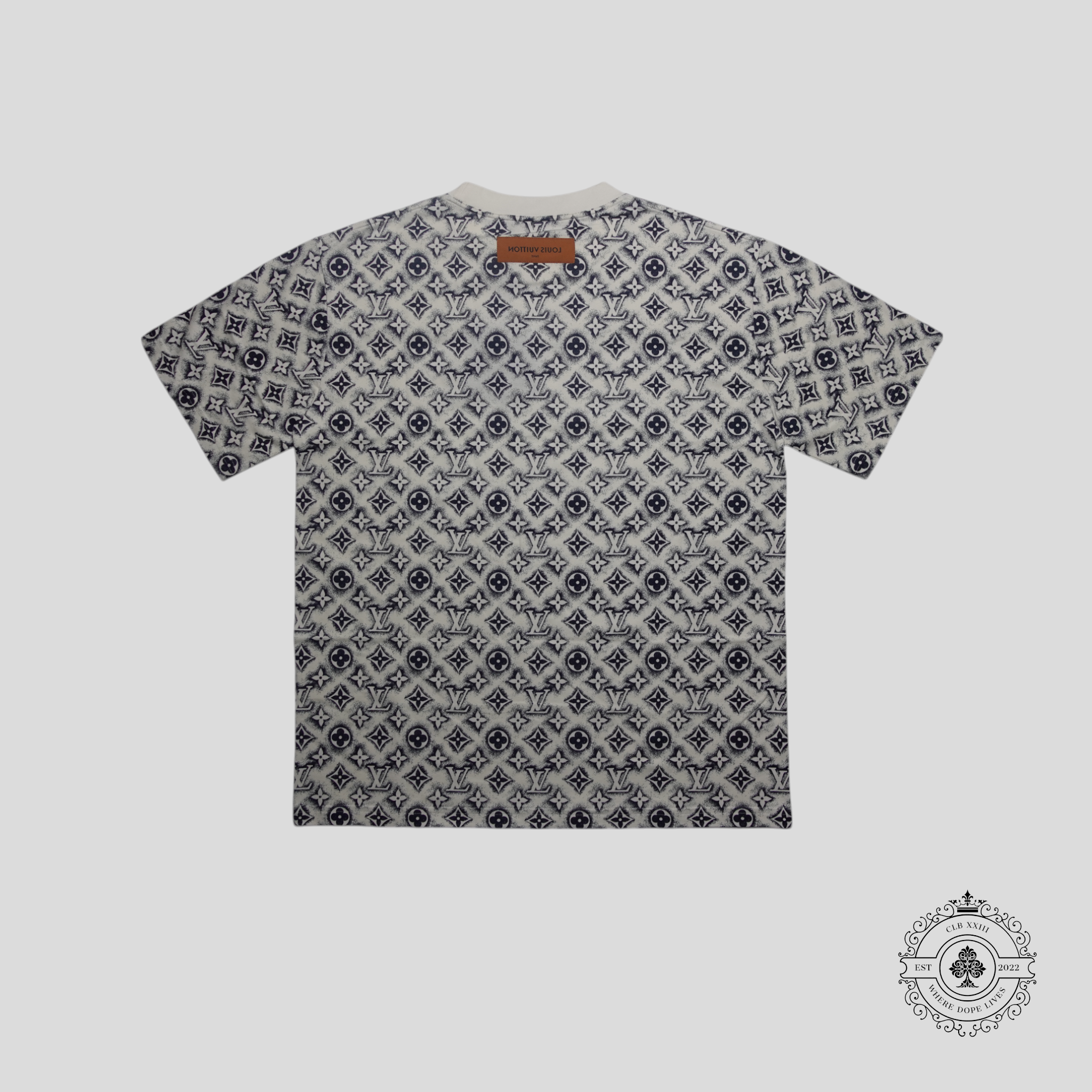 Louis Vuitton Monogram Sand Print T-Shirt in White/Navy Blue