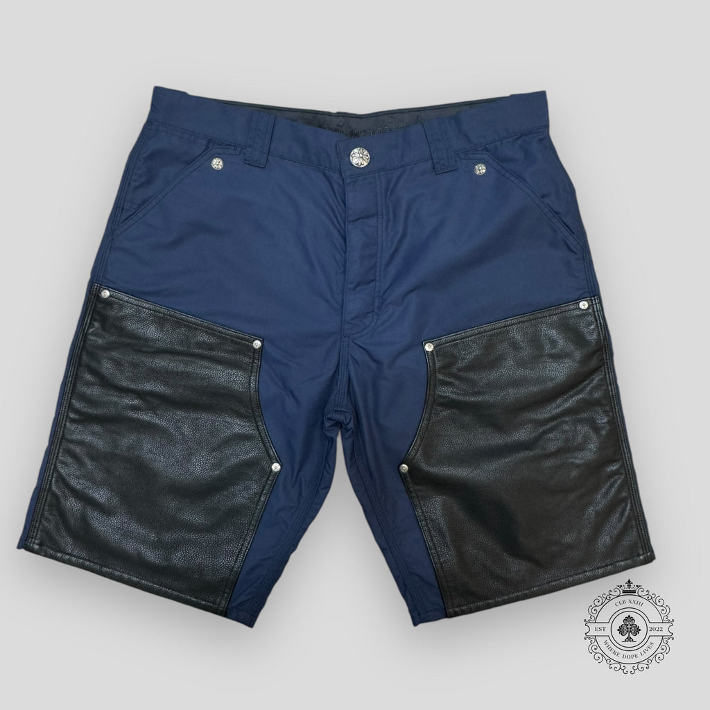 Chrome Hearts Leather Knee Carpenter Short in Navy