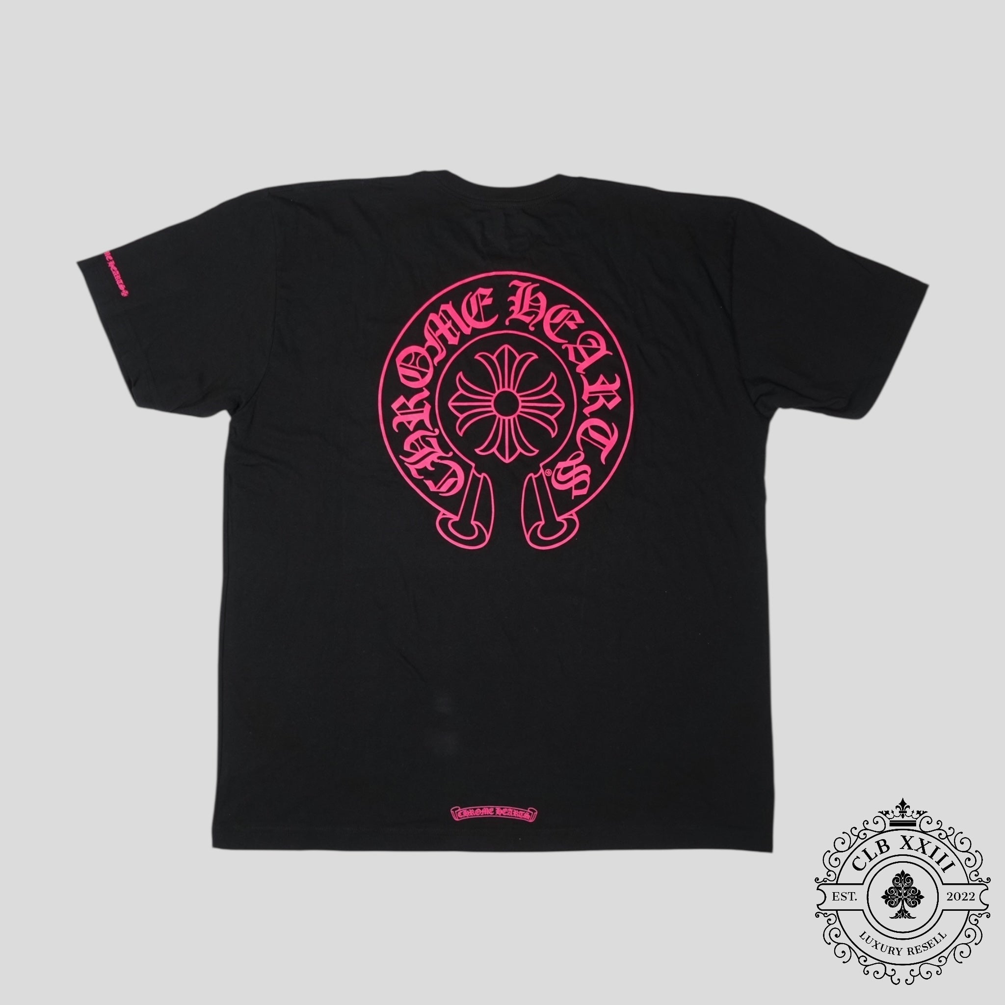 Chrome Hearts Horseshoe Logo Tee in Black/Pink
