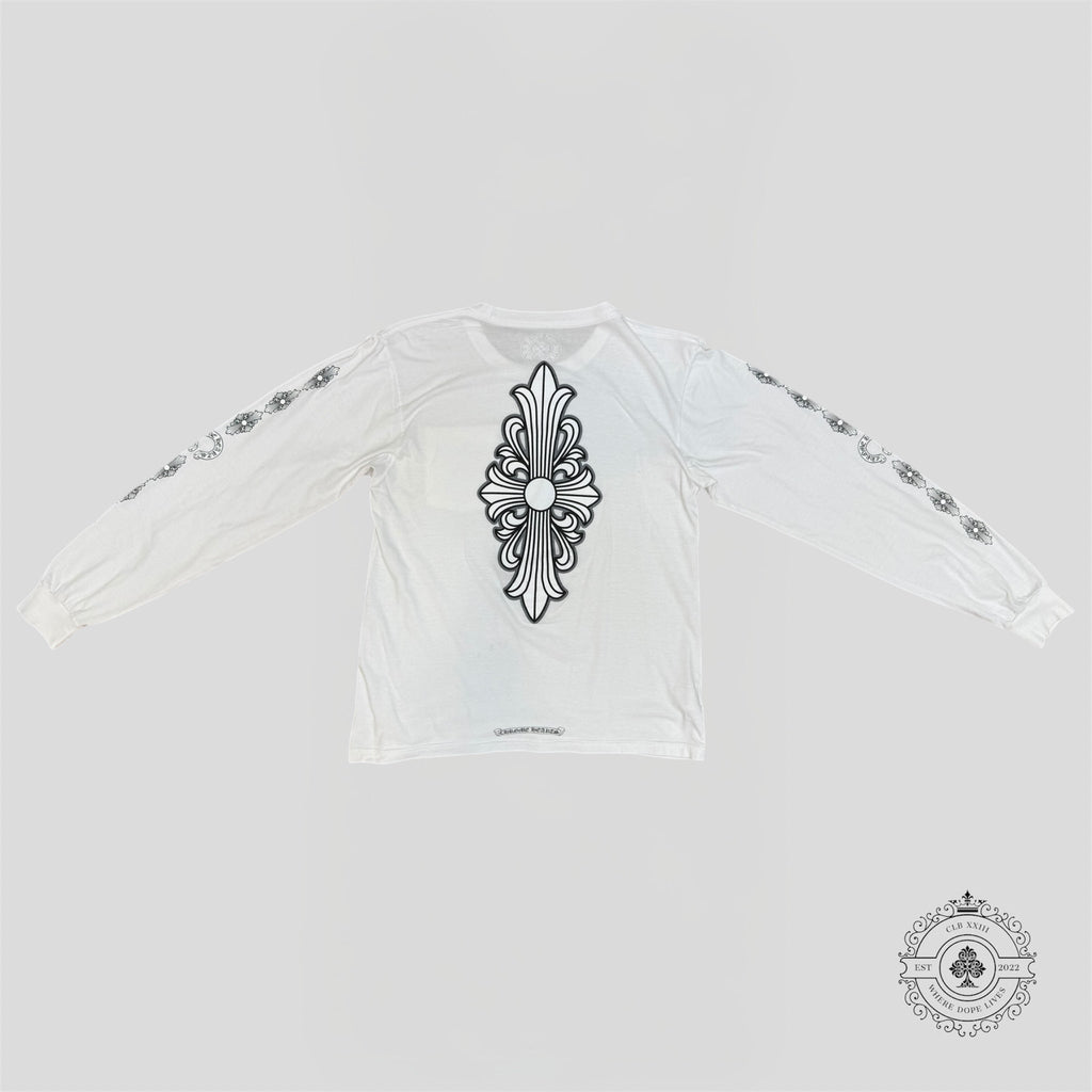 Chrome Hearts Vintage Mini Cross Logo L/S Tee in White