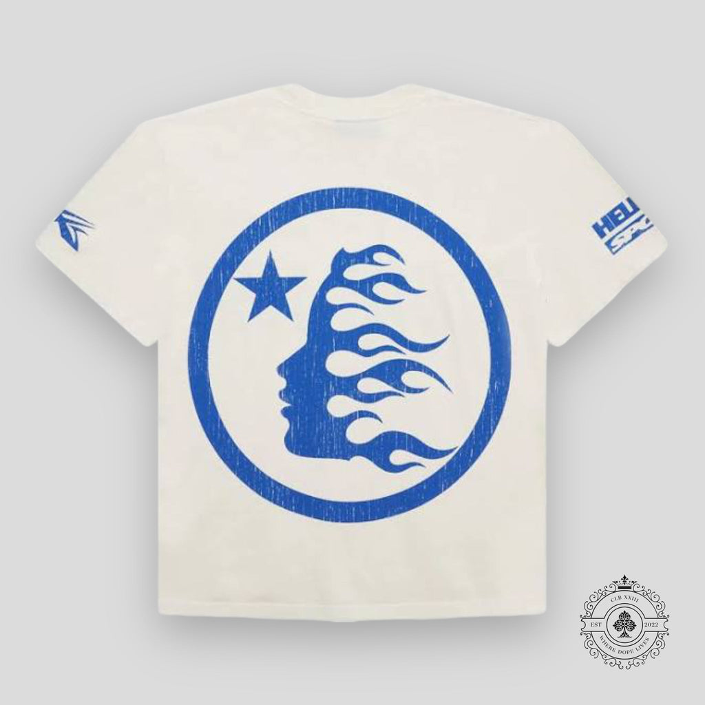 Hellstar Beat Us! T-Shirt in White / Blue
