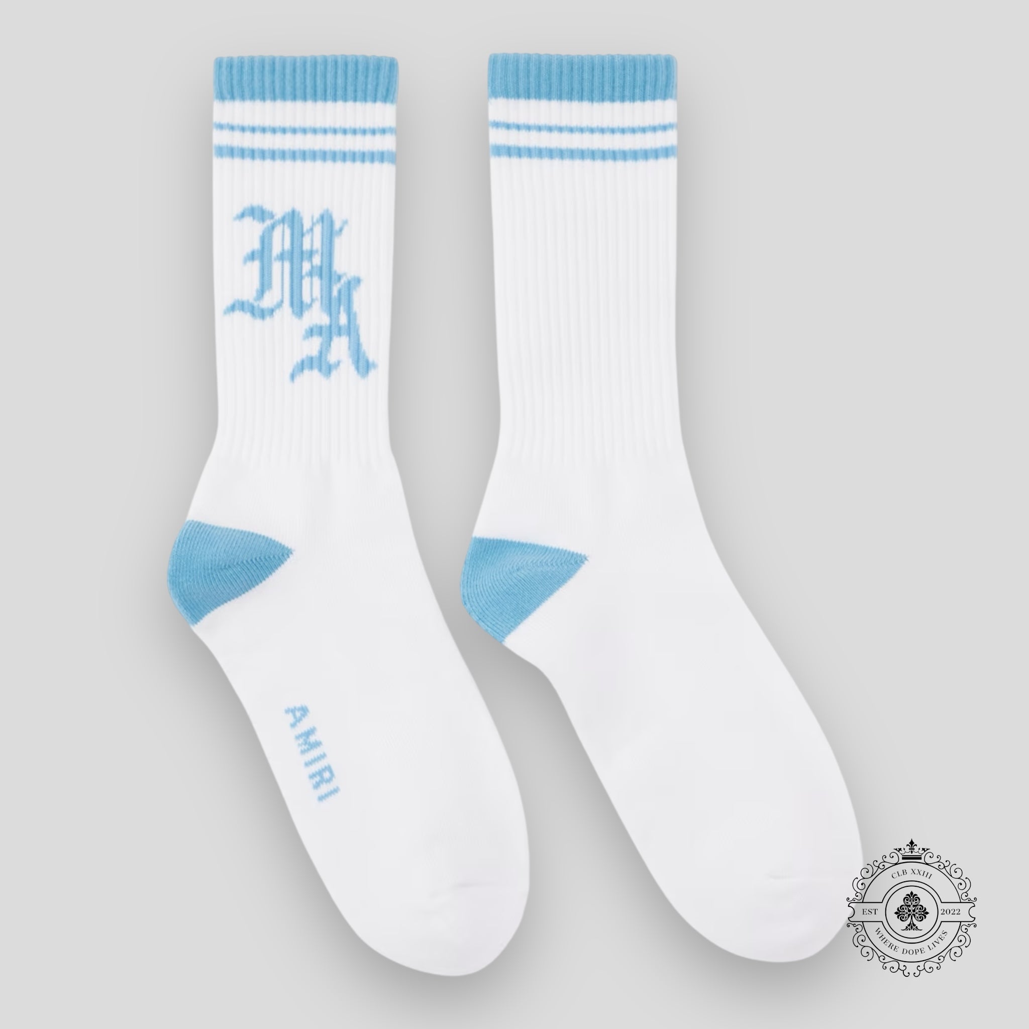 Amiri Ma Varsity Socks in Carolina Blue