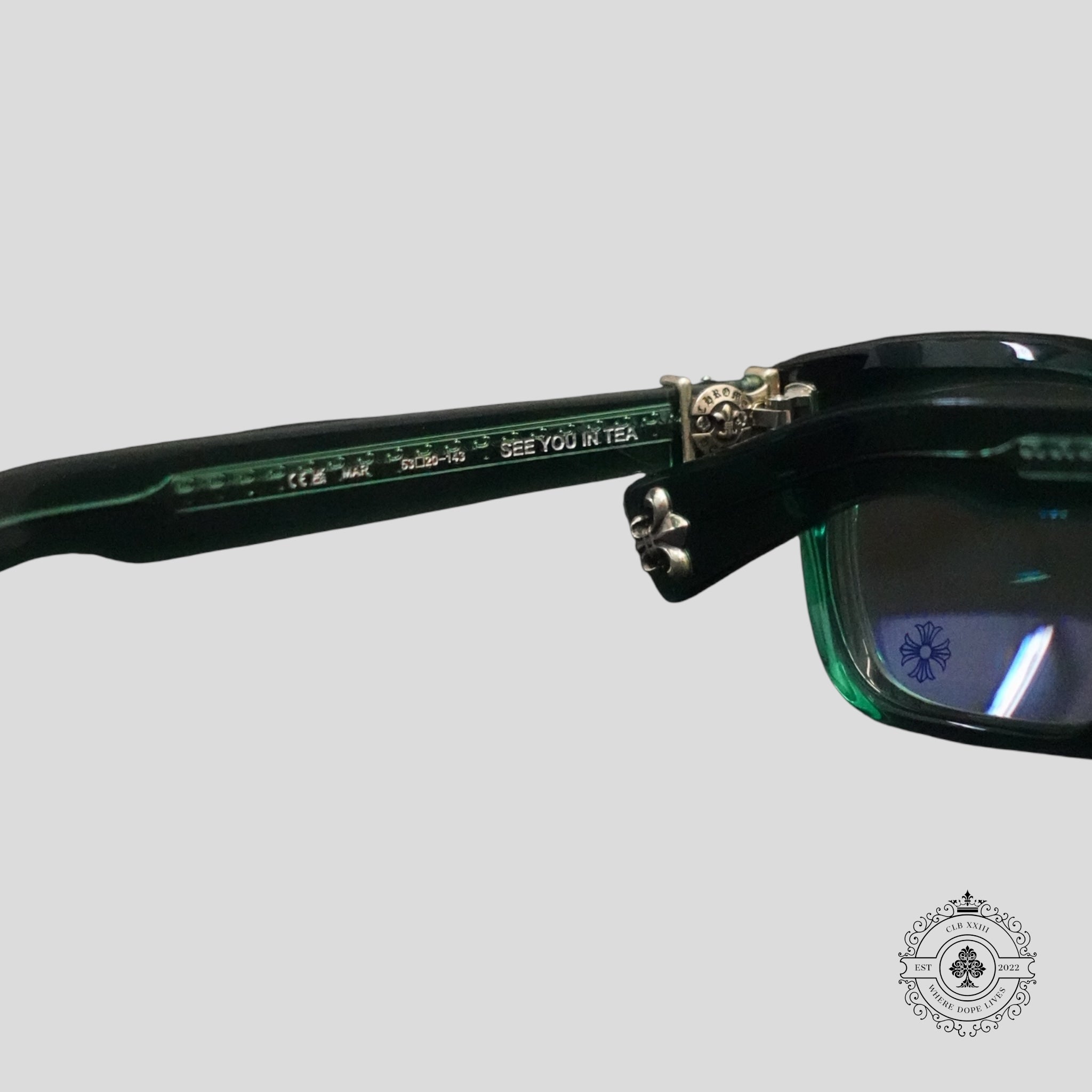 Chrome Hearts See You in Tea Sunglasses in Marine Green/Silver