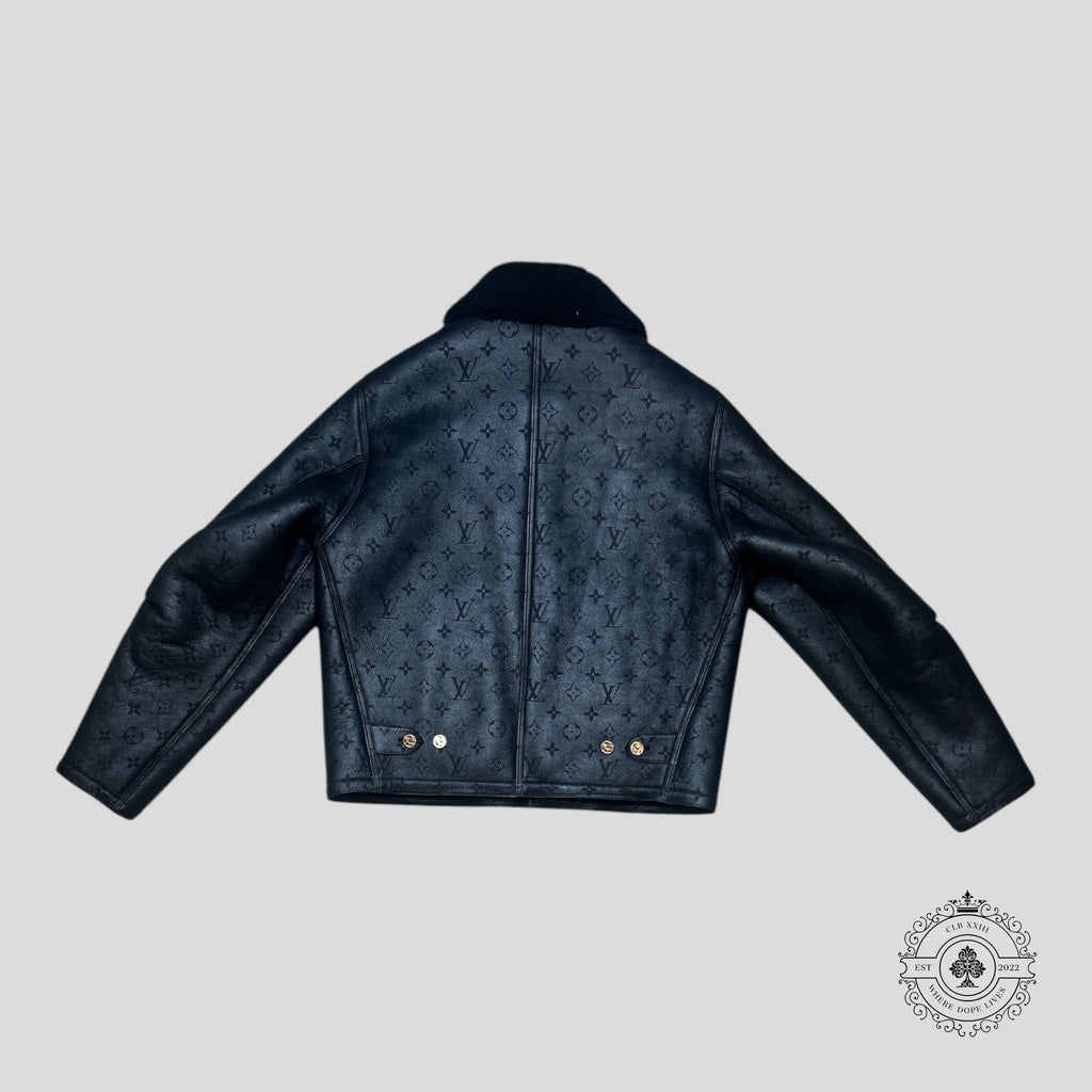 Louis Vuitton Shearling Embossed Monogram Jacket in Black