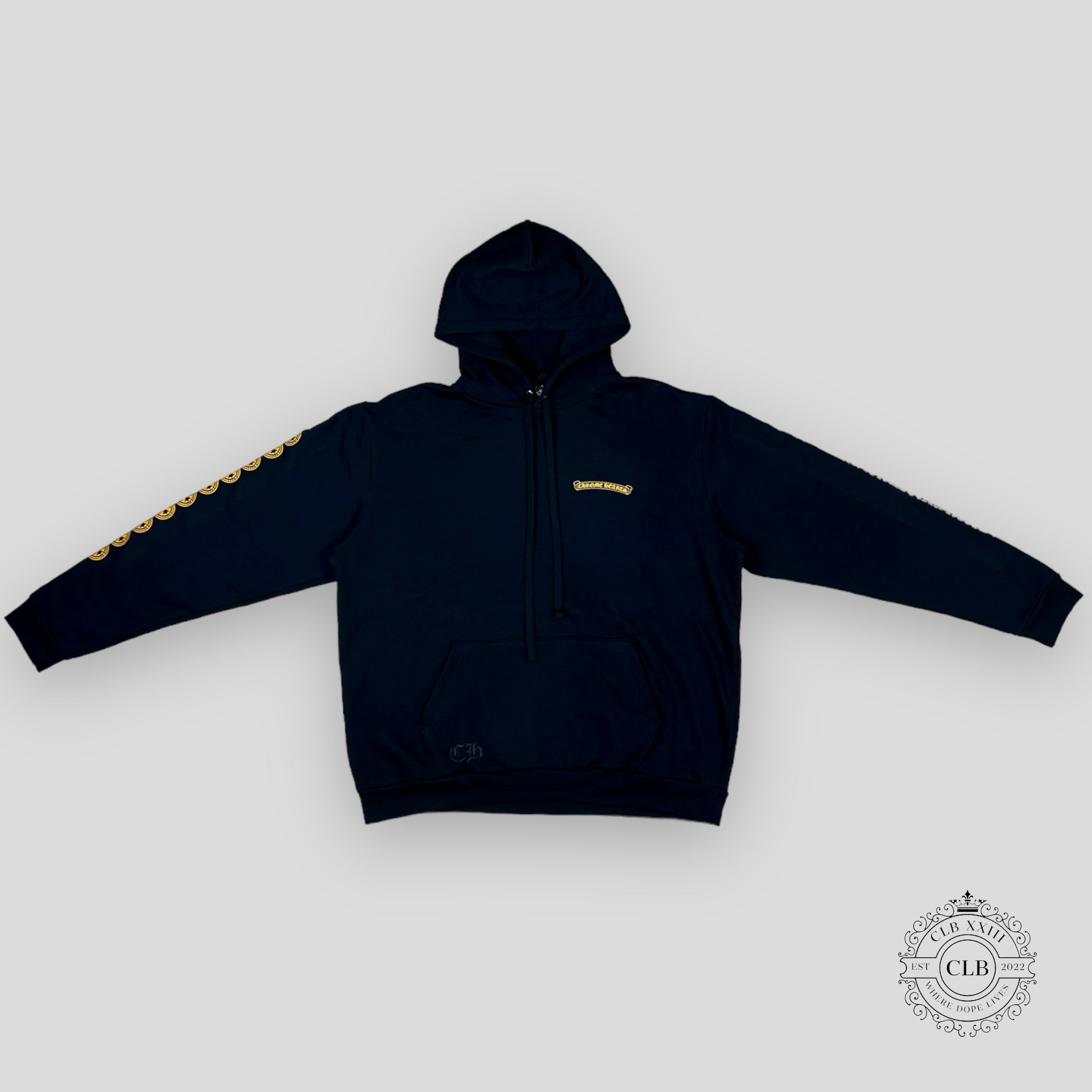 Chrome Hearts Scroll Logo Hoodie - Black / Yellow