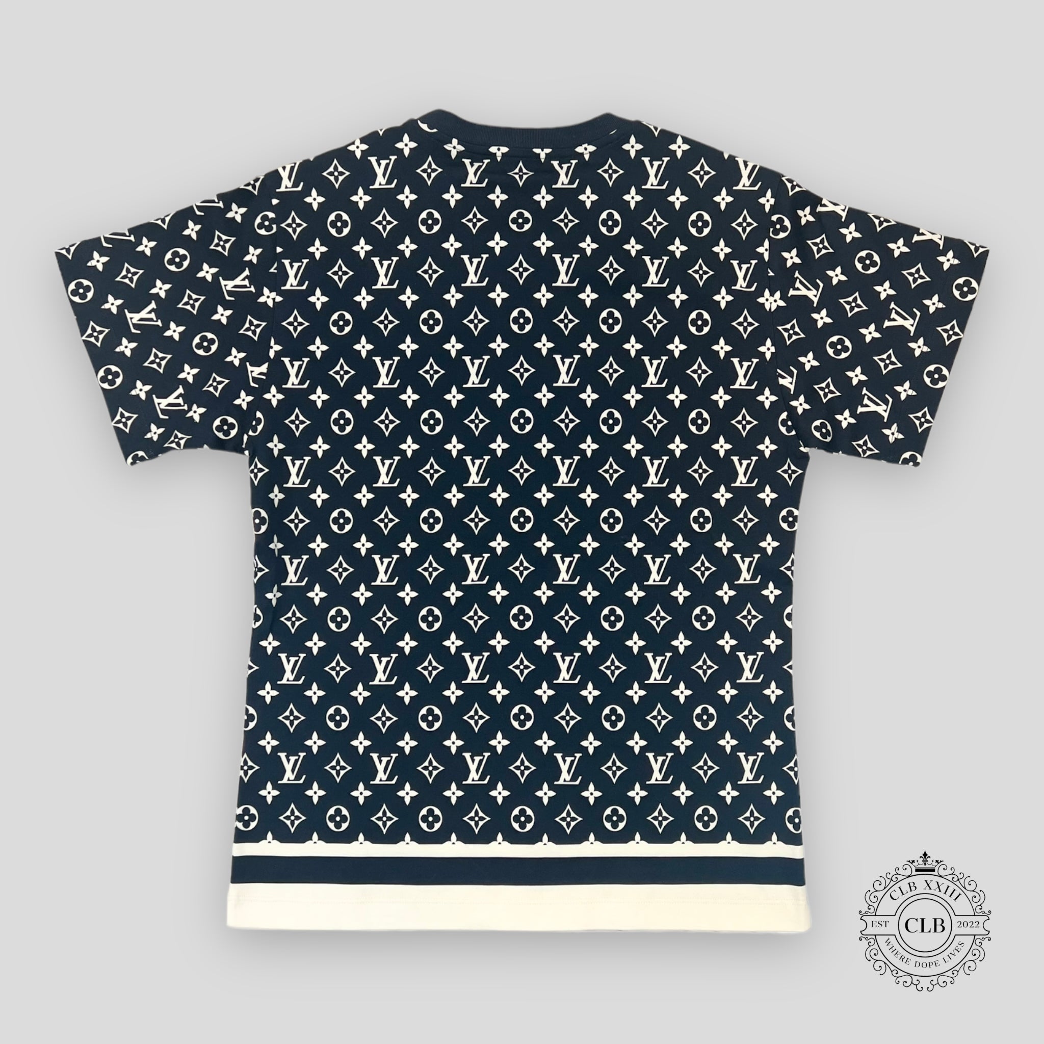 Louis Vuitton Stripe Accent Monogram T-Shirt - Dark Navy