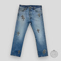 Chrome Hearts x Levi Checkered Cross Patch Jeans