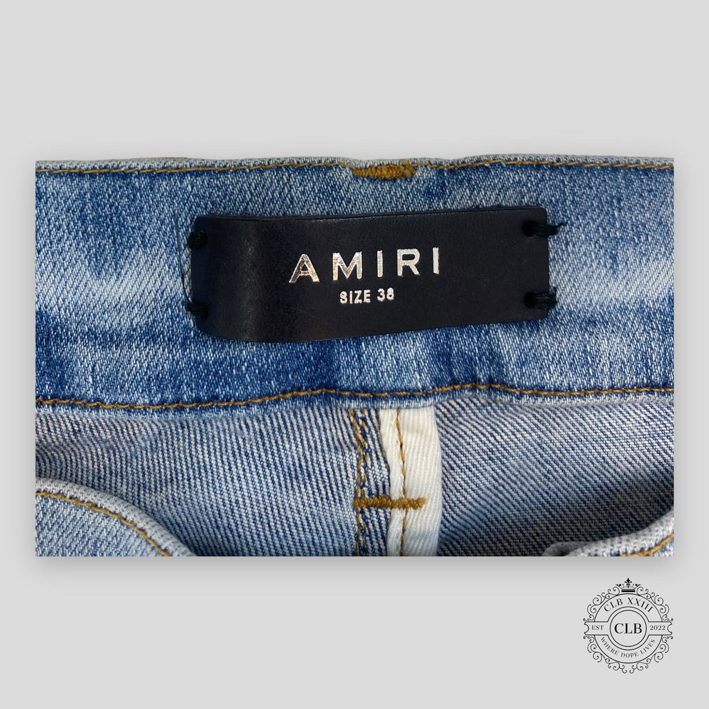 Amiri MX2 White Bandana Jeans - Clay Indigo