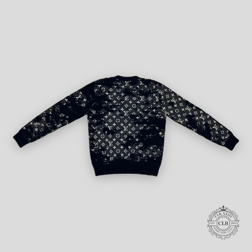Louis Vuitton Distressed Flock Monogram Logo - Navy